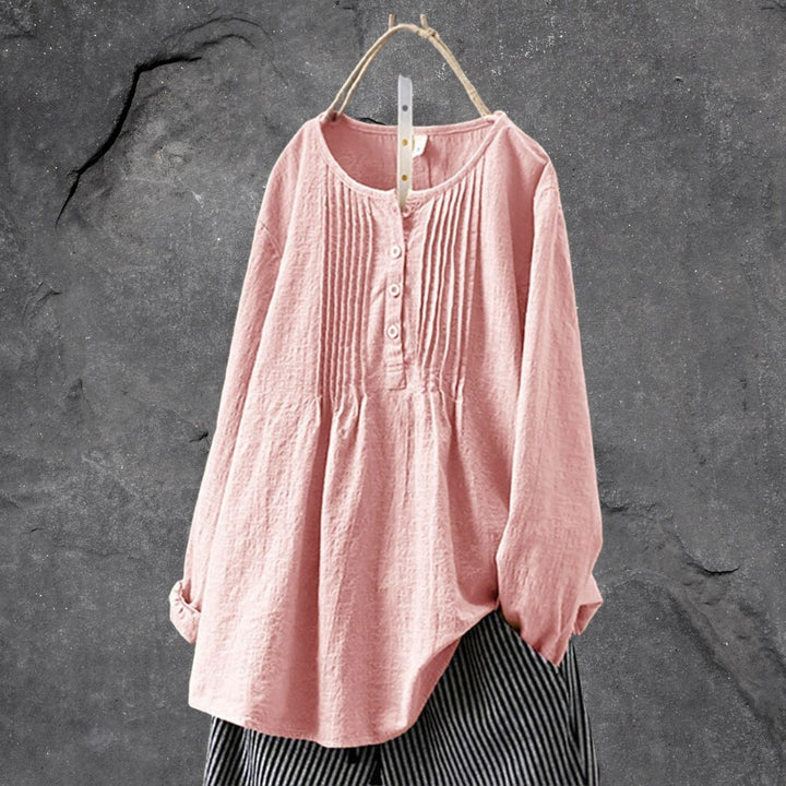 Luchtig boho-chic blouseshirt - met knoopsluiting en ruches