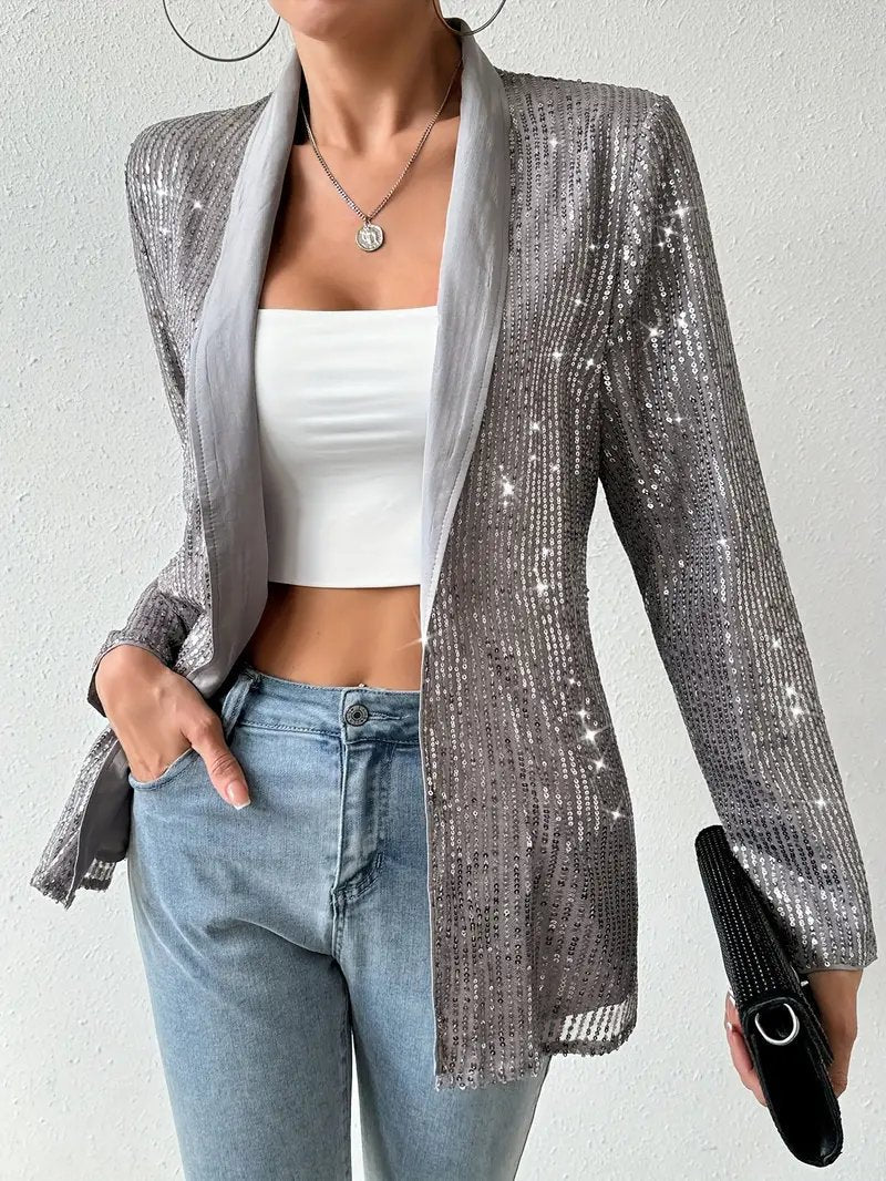 Grijze blazer met glanzende pailletten - Aerys