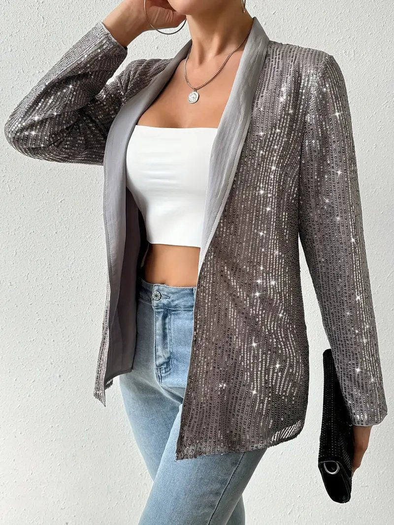 Grijze blazer met glanzende pailletten - Aerys