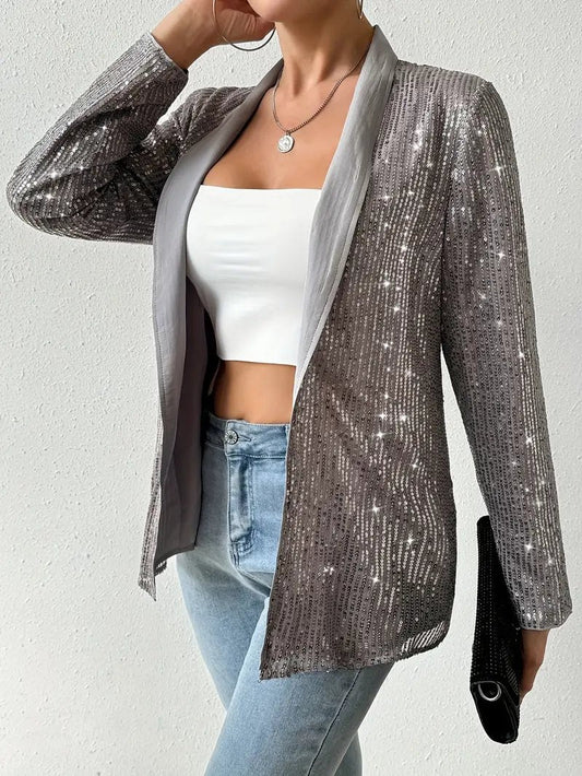 Grijze blazer met glanzende pailletten - Aerys