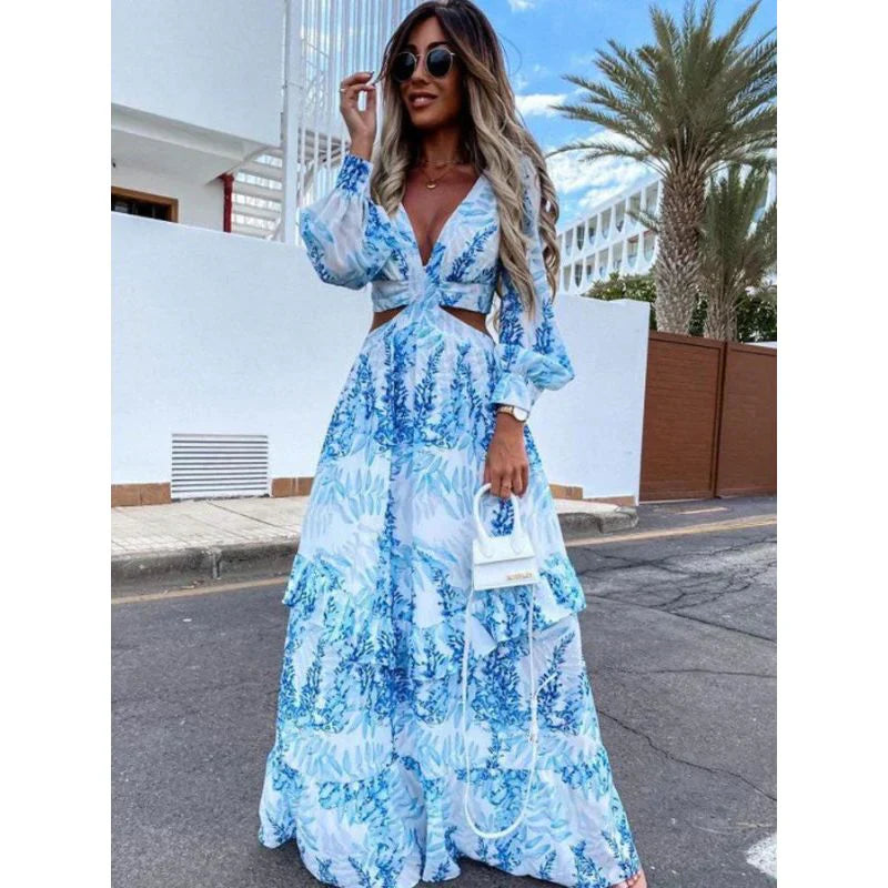 Zomer - maxi jurk met hals | Cathriana