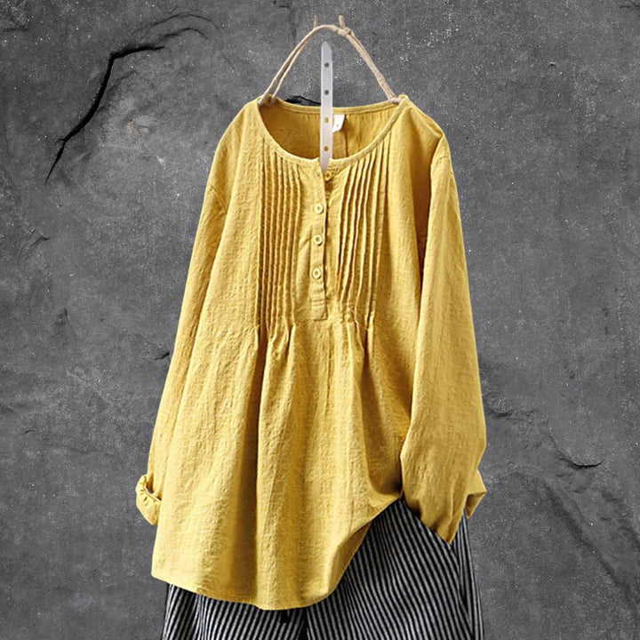 Luchtig boho-chic blouseshirt - met knoopsluiting en ruches