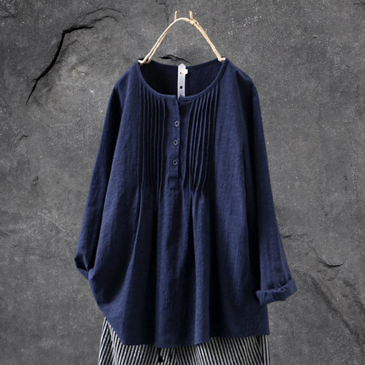 Luchtig boho-chic blouseshirt - met knoopsluiting en ruches