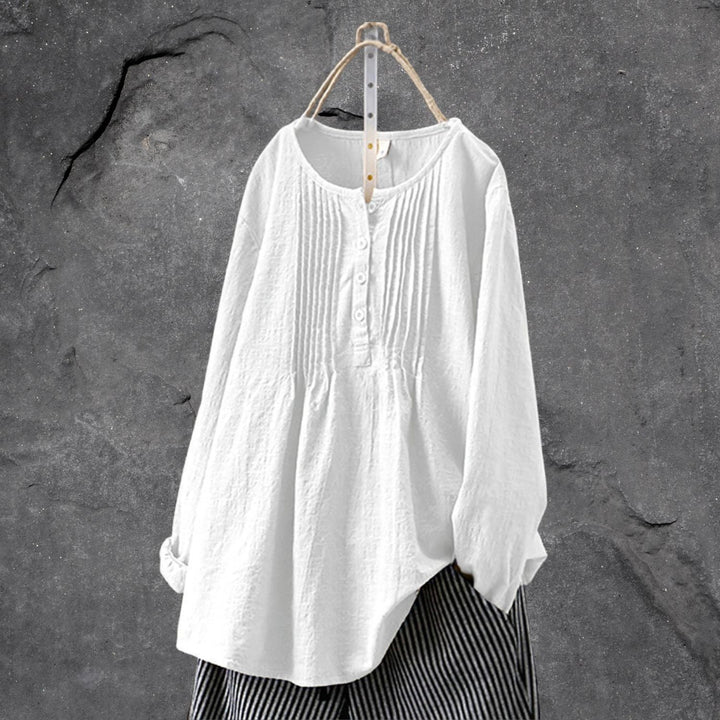 Luchtig boho-chic blouseshirt - met knoopsluiting en ruches